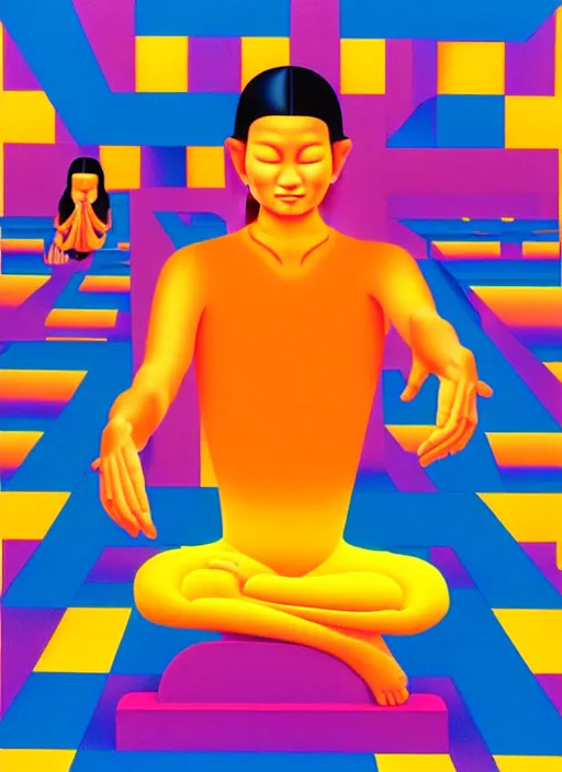 Image similar to yoga by shusei nagaoka, kaws, david rudnick, airbrush on canvas, pastell colours, cell shaded, 8 k