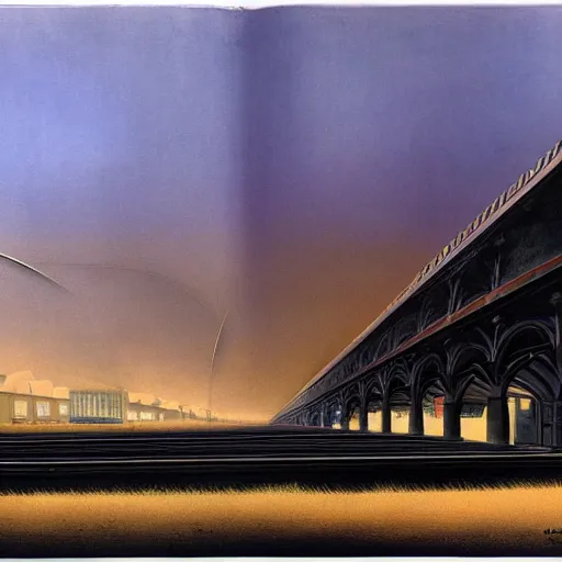 Image similar to and endless train station, it goes in forever, dreamscape surreal masterpiece. Zdzislaw, barlowe. 8k.