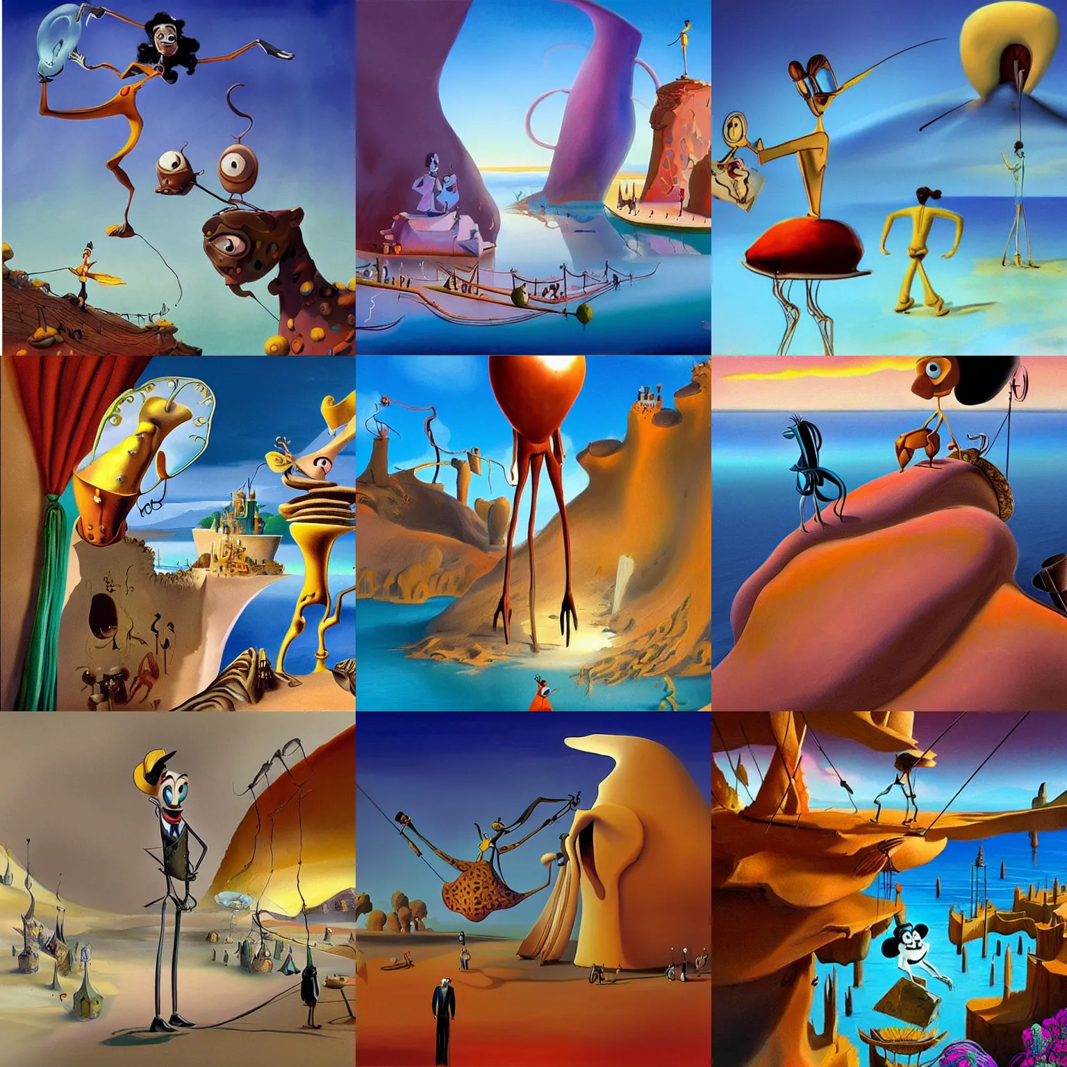 Prompt: salvador dali, concept art by pixar and disney, high quality, detailed