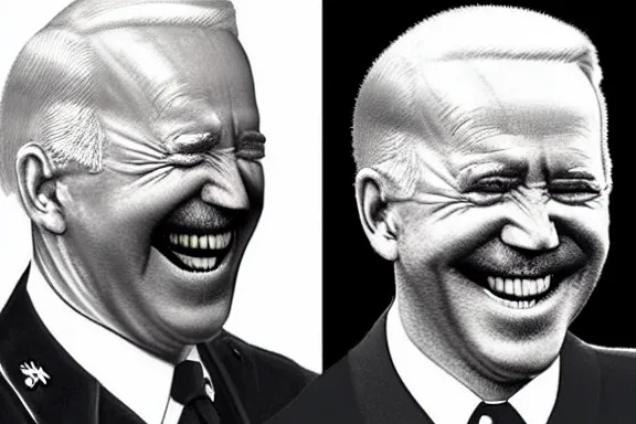 Image similar to “ very very intricate photorealistic photo of hitler and joe biden laughing together, detailed natural lighting, award - winning crisp details ”