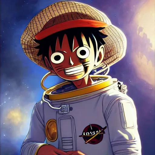 Prompt: luffy in a astronaut suit and luffy, intricate, luffy, highly detailed, digital painting, artstation, concept art, smooth, sharp focus, illustration, luffy, unreal engine 5, 8 k, art by artgerm and greg rutkowski and alphonse mucha