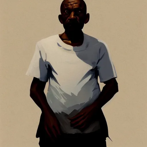 Image similar to old black man, flat background, greg rutkowski gta san andreas art