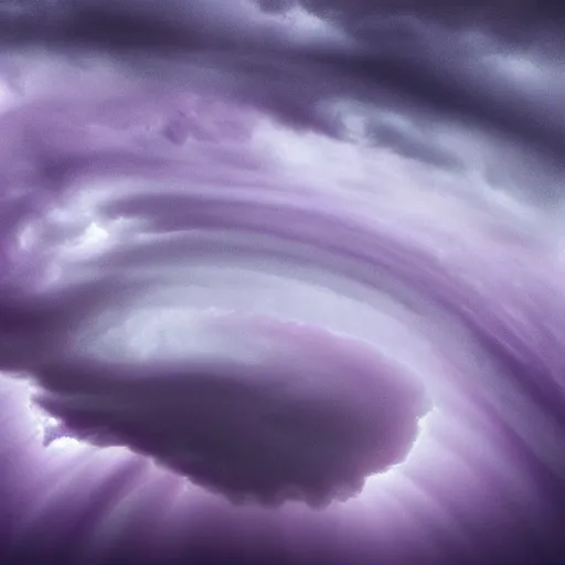Image similar to amazing photo of purple clouds in the shape of a tornado, detailed digital art, beautiful dramatic lighting