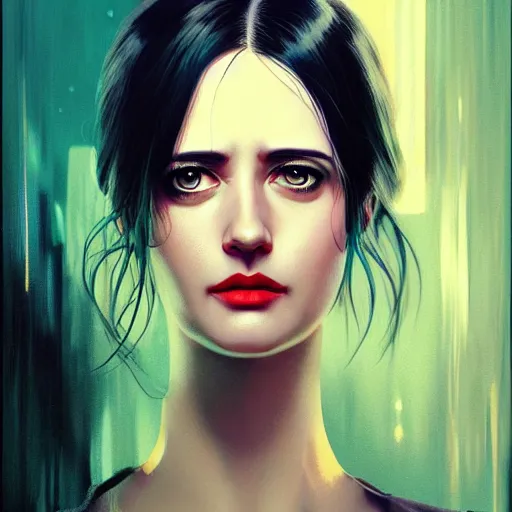 Image similar to eva green portrait as manga girl, realistic shaded perfect face, fine details. anime. realistic shaded lighting poster by ilya kuvshinov katsuhiro otomo ghost - in - the - shell, magali villeneuve, artgerm, jeremy lipkin and michael garmash and rob rey