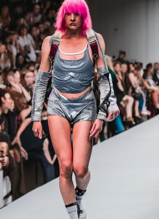 Image similar to hyperrealistic and heavy detailed adidas runway show of movie the fifth element leeloo dallas, leica sl 2 5 0 mm, vivid color, high quality, high textured, real life