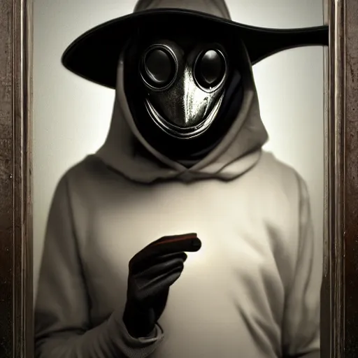 Image similar to teenage plague doctor. extremely lush lifelike detail. award - winning digital art by ansel adams, alan lowmax, steichen. surreal scientific photoillustration, masterpiece, artstation, shutterstock polycount contest winner, biomorphic. child larva plague doctor