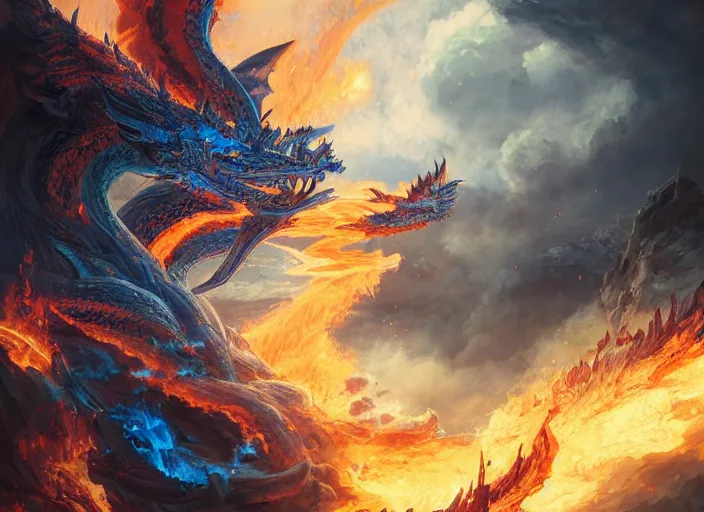 Prompt: luxurious white viking dragon destroying the kyoto district during sakura season with intense destructive royal blue fire, by greg rutkowski, james jean, peter mohrbacher, rule of thirds, sigma look, beautiful, intricate, majestic, award winning