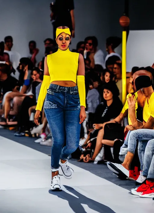 Image similar to hyperrealistic and heavy detailed air jordan runway show of marge simpson, leica sl 2 5 0 mm, vivid color, high quality, high textured, real life