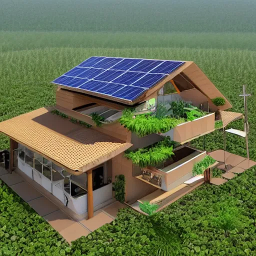 Image similar to eco - villae solarpunk style