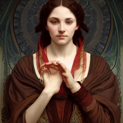 Prompt: portrait of renaissance women, intricate, elegant, highly detailed, digital painting, artstation, concept art, smooth, sharp focus, illustration, art by artgerm and greg rutkowski and alphonse mucha and william - adolphe bouguereau