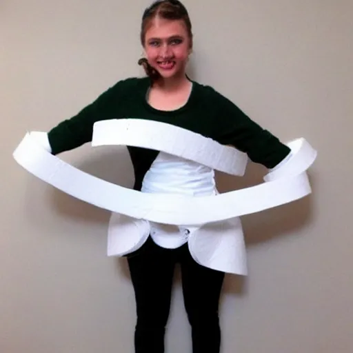 Image similar to creative costume made with toilet paper