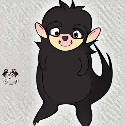 Image similar to character design of cute niffler, cartoon style, like goblin nft