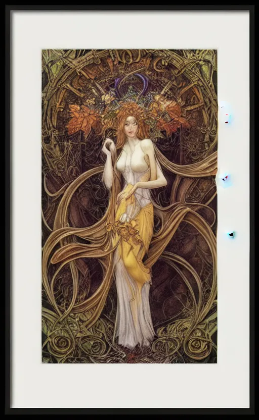 Image similar to art nouveau framed print by brian froud, goddess of autumn