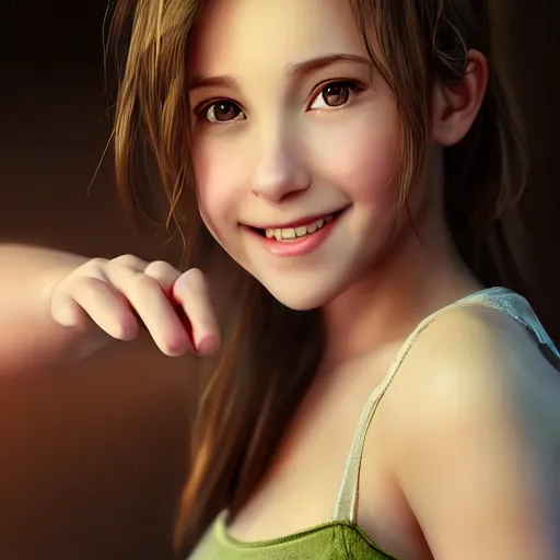 Image similar to portrait of aerith gainsborough smiling, matte painting, ultra realistic, highly detailed, sharp focus, cinematic lighting, mood lighting, realistic, vivid colors, painting, photorealistic, digital art, non blurry, sharp, smooth, illustration