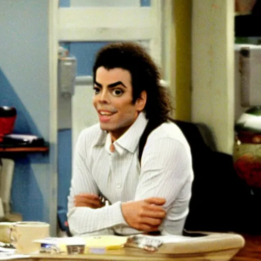 Prompt: Michael Jackson as Kramer in Seinfeld (1993)