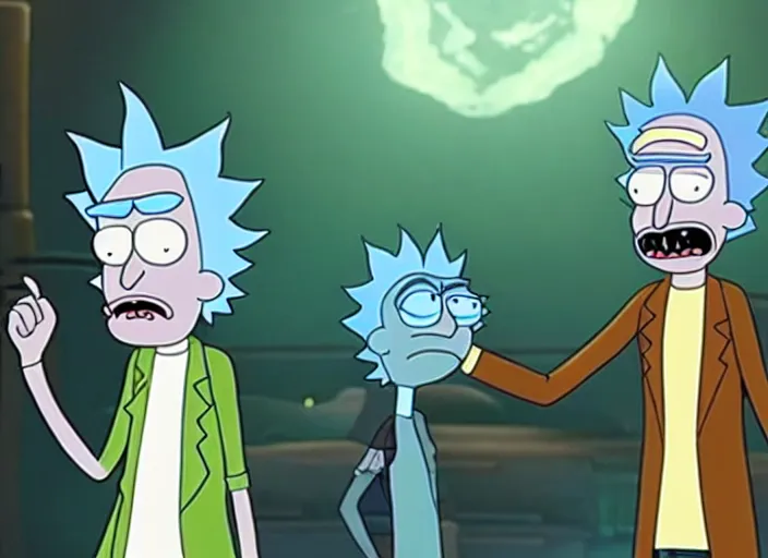 Image similar to film still of rick sanchez rick and morty in the new scifi movie 4 k