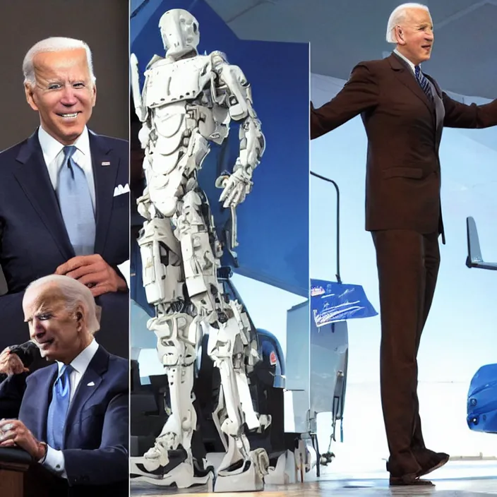 Image similar to Joe Biden Cyborg, Huge 8ft Tall, Detailed Photo