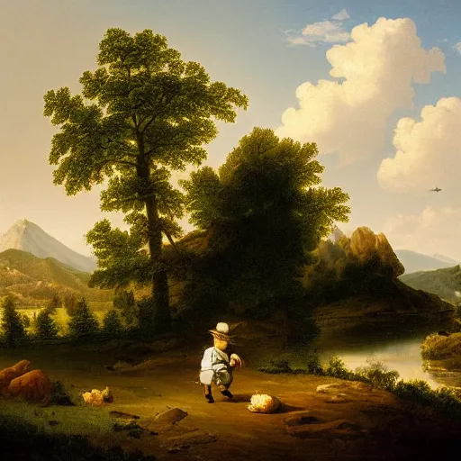 Prompt: potato on adventure by Asher Brown Durand