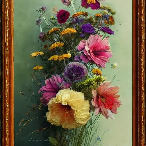 Prompt: summer flowers by jean - baptiste monge, masterpiece, colorful