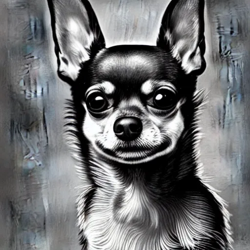 Image similar to portrait of a chihuahua looking angry, by martin ansin, highly detailed, cinematic, extremely detailed, high quality