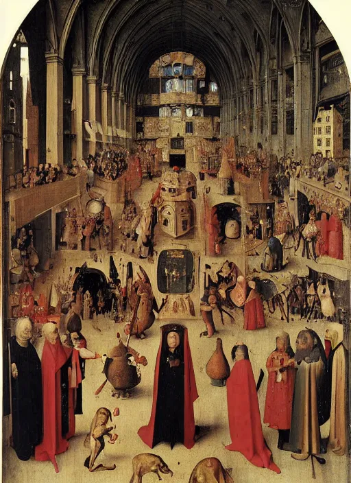 Prompt: Medici family by Jan van Eyck, Hieronymus Bosch, highly detailed medieval painting,