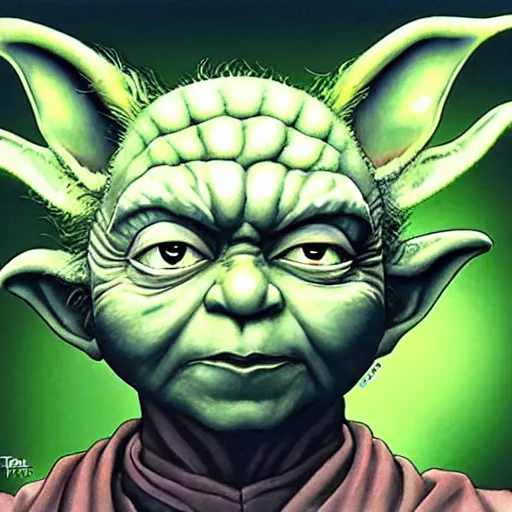 Image similar to ultra realistic portrait painting of yoda, art by akira toriyama, 4 k, dragon ball artstyle, cel shaded, highly detailed, epic lighting