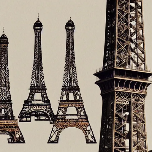 Image similar to rejected designs for the eiffel tower