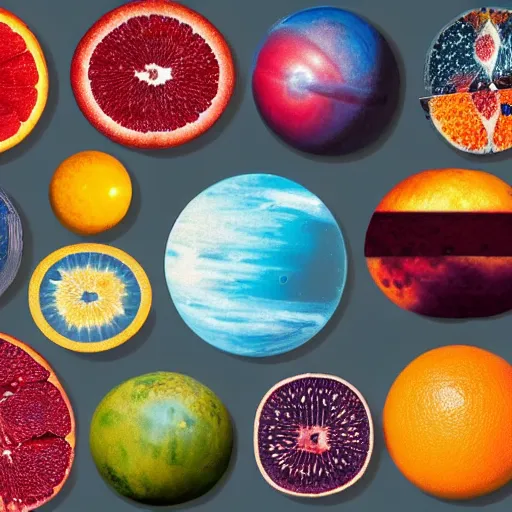 Prompt: solar system of fruit, photo, detailed, 4k