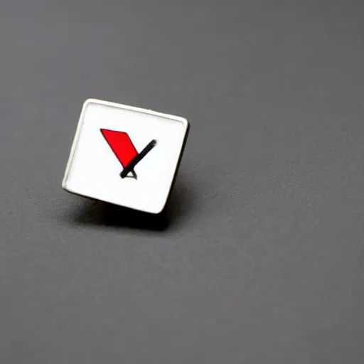 Image similar to a retro minimalistic rhombus enamel pin of a retro minimalistic clean fire warning label, smooth curves