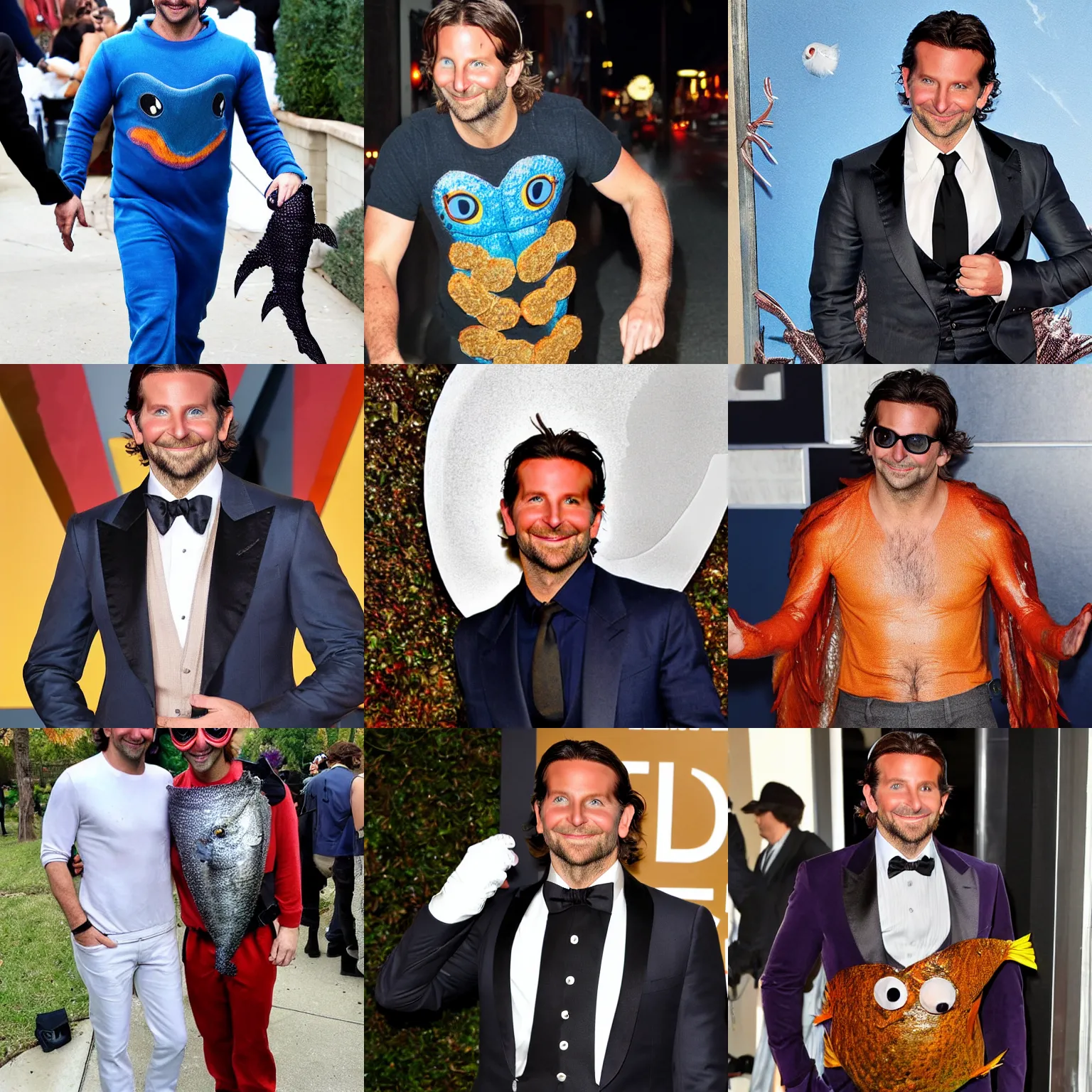 Prompt: bradley cooper, dressed as a fish for halloween