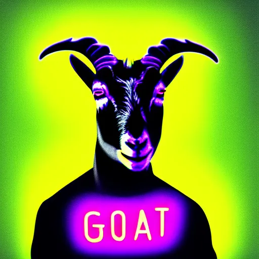 Prompt: goat, portrait, pop art, retrowave, neon light,