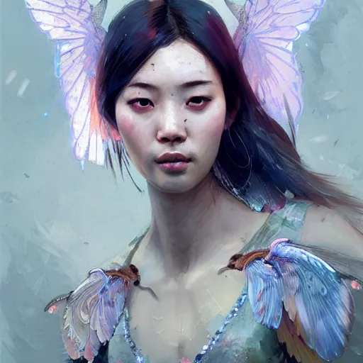 Image similar to beauty girl asian, wings, hyper detailed, insane details, intricate, elite, elegant, luxury, spring light, by ismail inceoglu dragan bibin hans thoma greg rutkowski alexandros pyromallis rene maritte illustrated, perfect face, fine details, realistic shaded, fine - face, pretty face