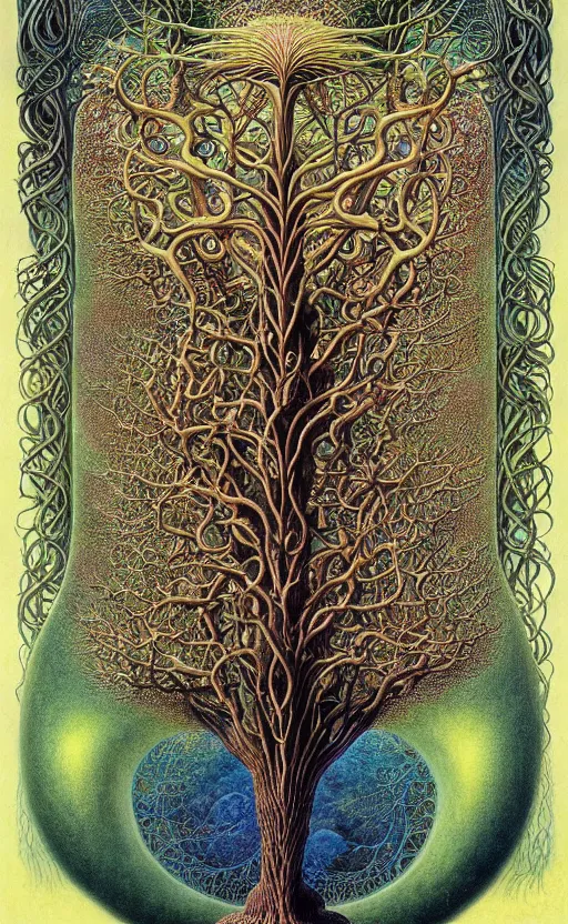 Image similar to tree of life by roger dean and andrew ferez, art forms of nature by ernst haeckel, divine chaos engine, symbolist, visionary, art nouveau, botanical fractal structures, organic, detailed, realistic, surreality