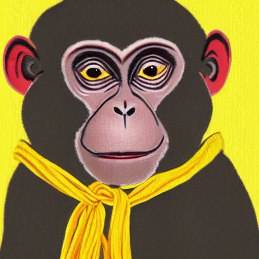 Image similar to a monkey wearing a yellow kimono, 8 k