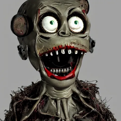 Image similar to an uncanny creepy animatronic