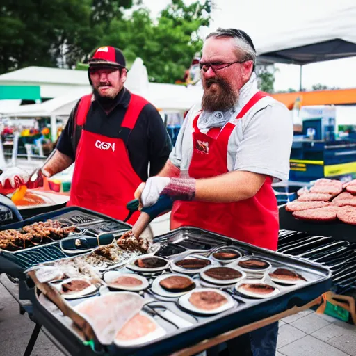 Image similar to bunnings sausage sizzle in hell, canon eos r 3, f / 1. 4, iso 2 0 0, 1 / 1 6 0 s, 8 k, raw, unedited, symmetrical balance, in - frame