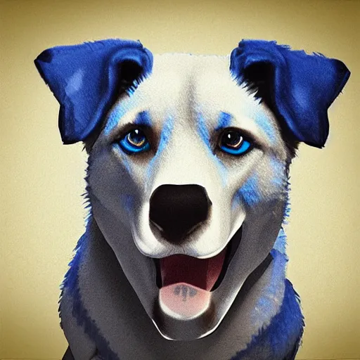 Image similar to blue dog, stock photo, digital art, smoth illustration, artstation