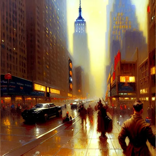 Image similar to city of modern new york. highly detailed painting by gaston bussiere, craig mullins, j. c. leyendecker