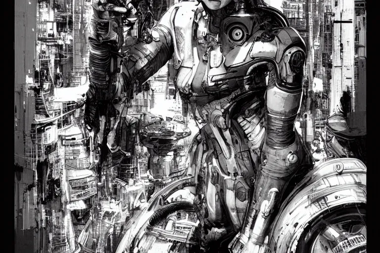 Image similar to comic book illustration, the ghosts in the machine, cyberpunk concept art by artgerm and Guy Denning and Moebius, highly detailed, intricate, sci-fi, sharp focus, Trending on Artstation HQ, deviantart