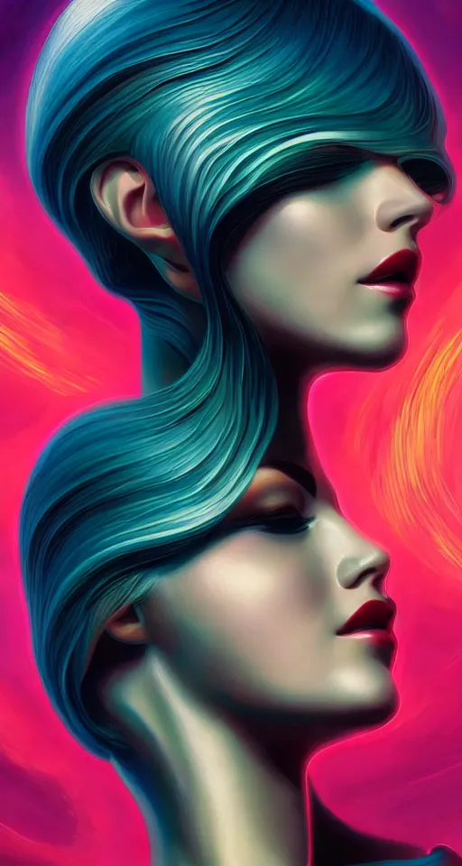 Prompt: art deco close up portait of head, like a dream digital painting curvalinear cinematic dramatic fluid lines otherworldly vaporwave interesting details epic composition by artgerm