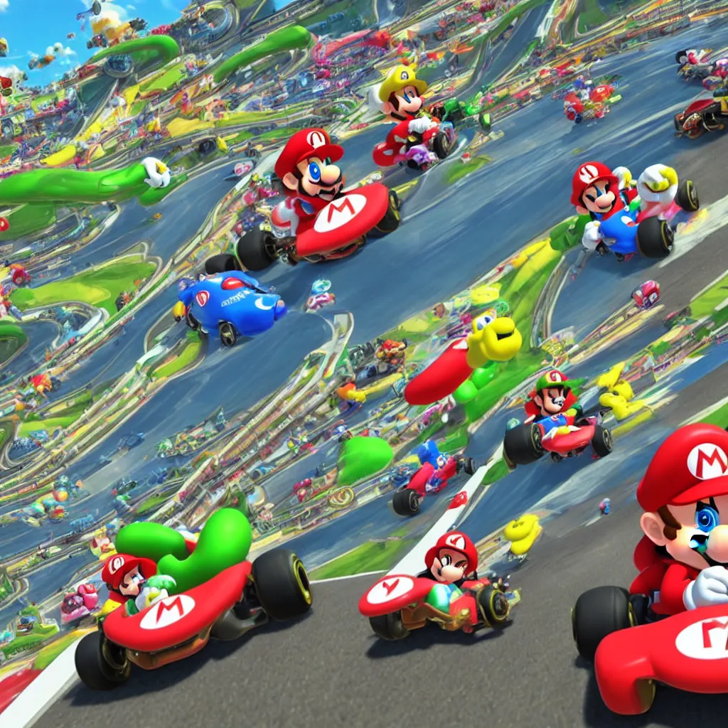 Prompt: new racing track dlc for mario kart 8 deluxe