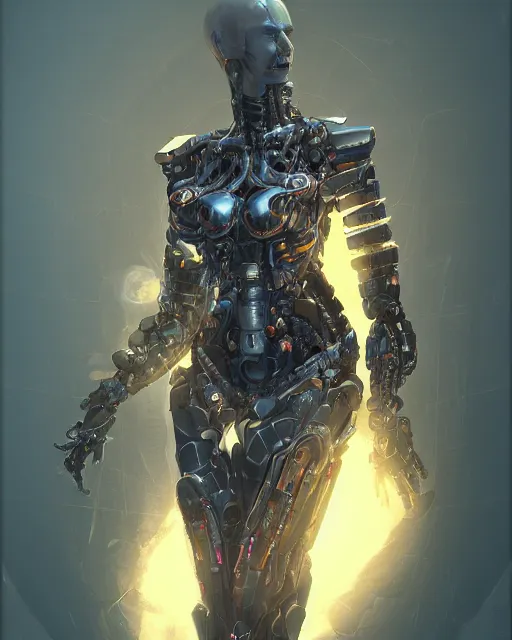 Image similar to benevolent android necromancer, artificial intelligence, scifi, futuristic, highly detailed, trending on artstation, advanced technology, art by vitaly bulgarov and nivanh chanthara and lance wilkinson