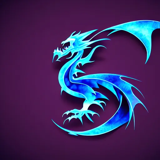 Prompt: dark dragon with blue flames, silky texture, gradient, minimalistic design, logo, aesthetic, 4 k, hd