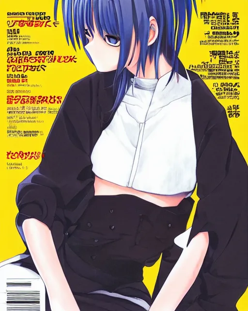 Prompt: anime girl wearing balenciaga, magazine cover, ufo table,
