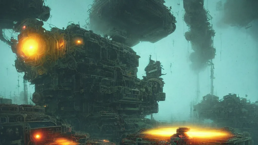 Image similar to a machine conjuring!!! an image!!! from noise!!!, by chris foss, marc simonetti, greg rutkowski, and diego gisbert llorens, cinematic closeup!!, colorful, intricate, clean, hopeful, 8 k render, volumetric lighting