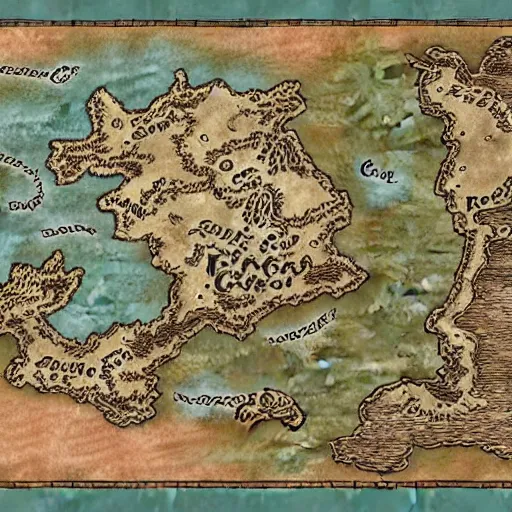 Prompt: D&D style fantasy map design, embellished detail