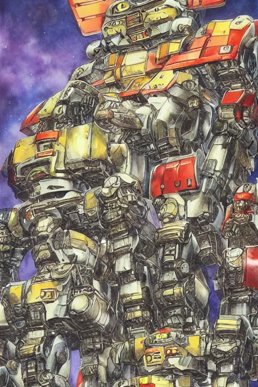 Image similar to inorganic battle robot army, art by frank hampson and shawn mcmanus, trending on artstation, photorealistic, watercolor painting, manga