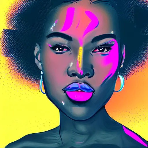 portrait of a black girl, retrowave art, trending on | Stable Diffusion ...