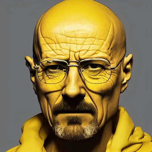 Prompt: multicolor 3 d render of walter white wearing yellow outfit by @ beeple _ crap in 4 k ultra high resolution, with depressive feeling