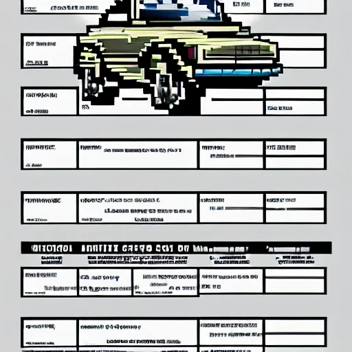 Image similar to car, collection sheet, pixel art